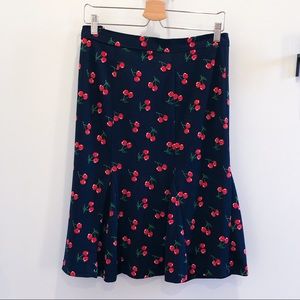 Talbots Navy Cherry Print Skirt